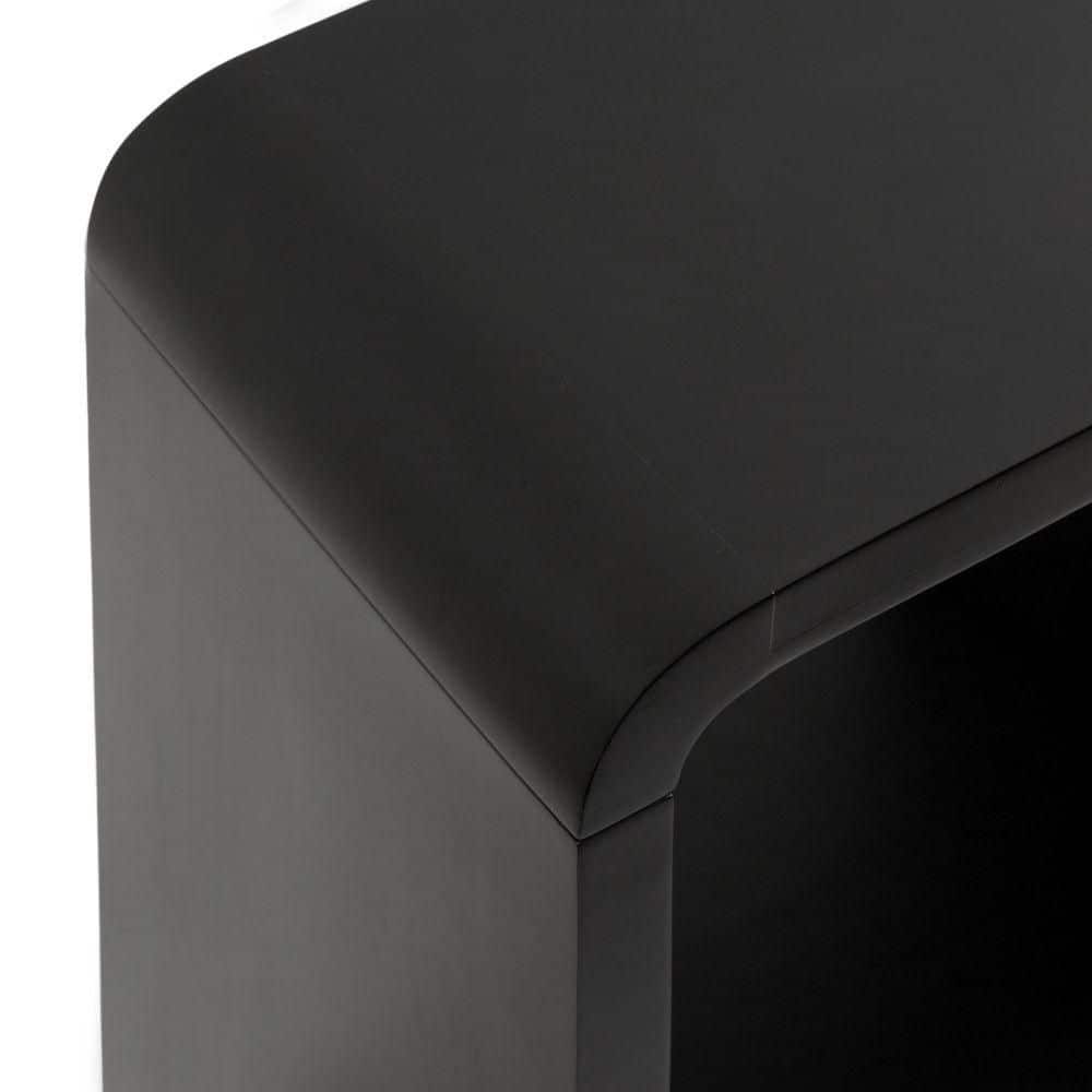 Black U-Shaped Solid Wood End Table