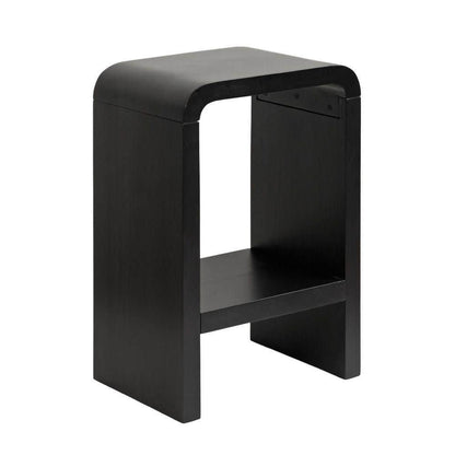 Black U-Shaped Solid Wood End Table