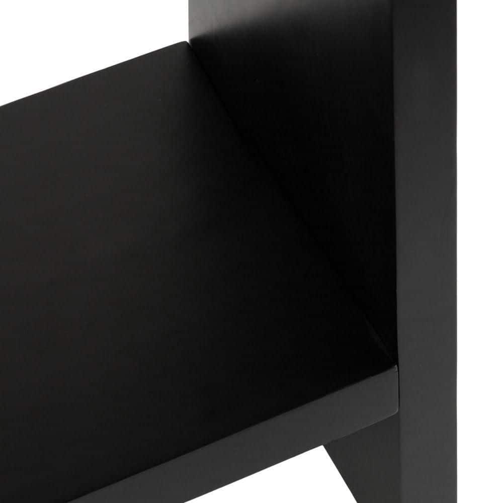 Black U-Shaped Solid Wood End Table