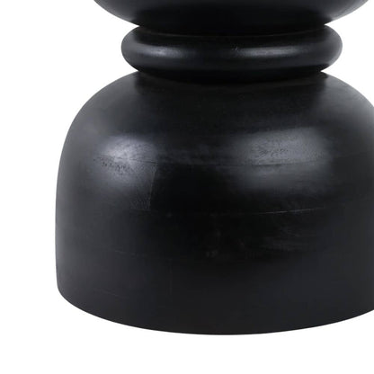 13 In. Black round Marble Top End Table with Ring
