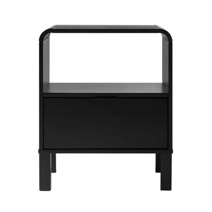 Black Solid Wood Modern Rounded 19 In. W Nightstand 
