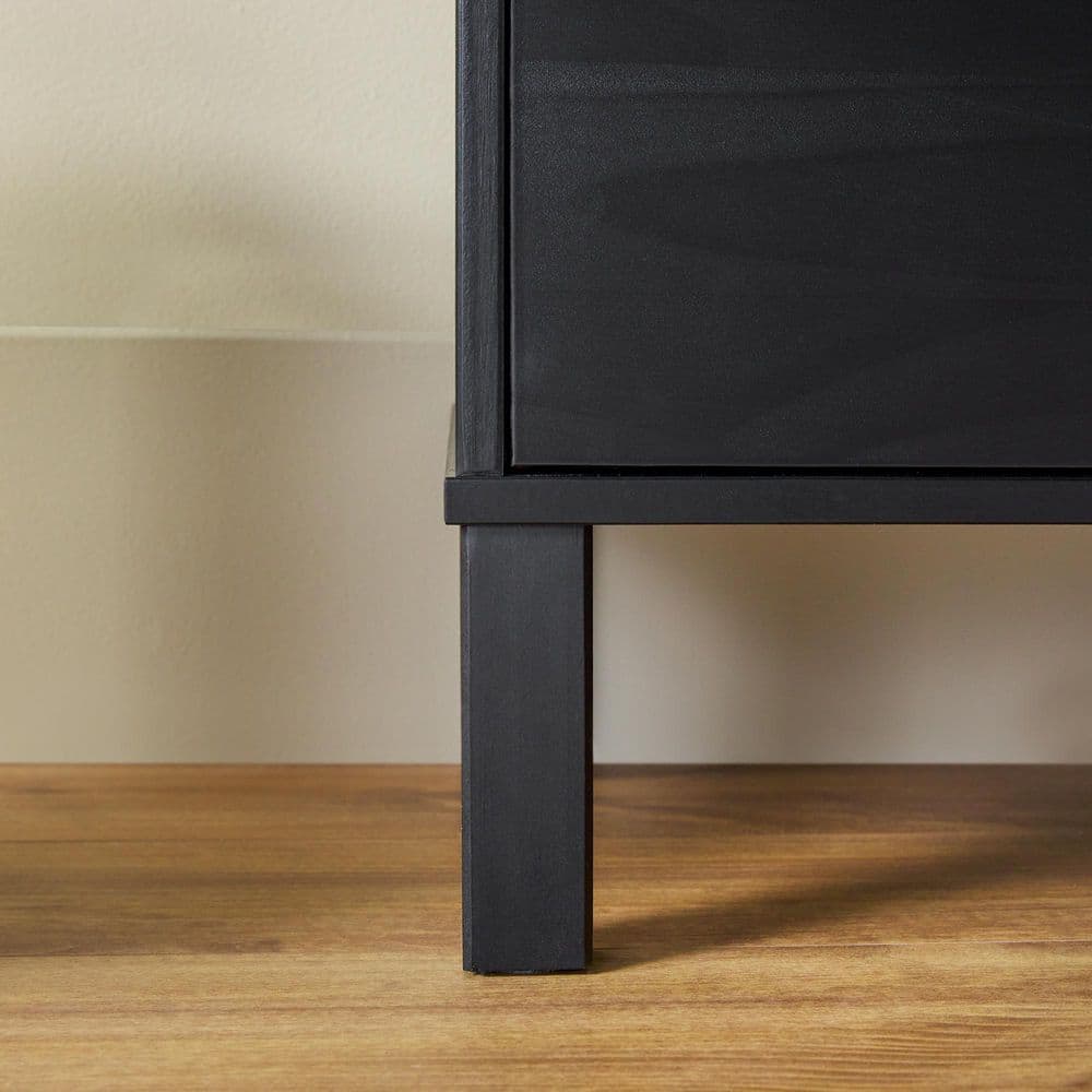 Black Solid Wood Modern Rounded 19 In. W Nightstand 