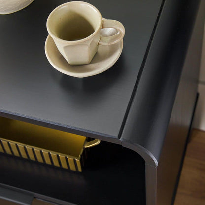 Black Solid Wood Modern Rounded 19 In. W Nightstand 