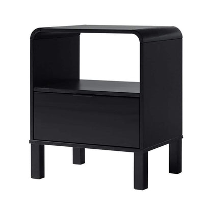 Black Solid Wood Modern Rounded 19 In. W Nightstand 