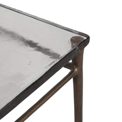Bronze Square Glass Accent Table 14 In. 