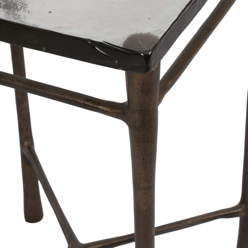 Bronze Square Glass Accent Table 14 In. 