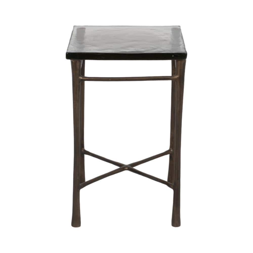 Bronze Square Glass Accent Table 14 In. 