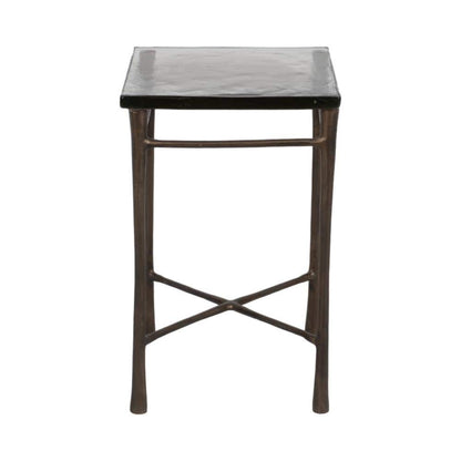 Bronze Square Glass Accent Table 14 In. 
