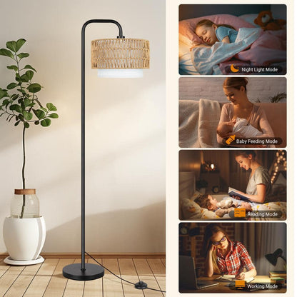 68" Black Paint Boho Standing Lamp