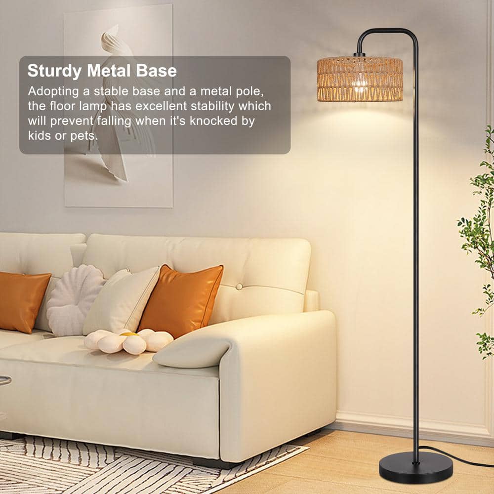 68" Black Paint Boho Standing Lamp