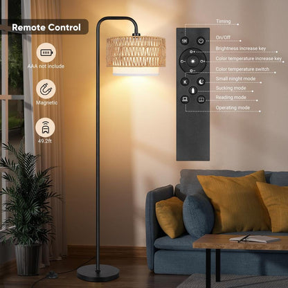 68" Black Paint Boho Standing Lamp