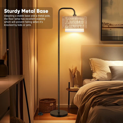 68" Black Paint Boho Standing Lamp
