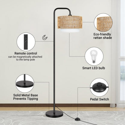 68" Black Paint Boho Standing Lamp