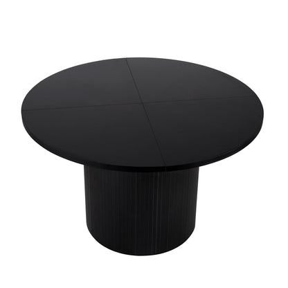Round Modern Farmhouse Kitchen Table, 47", Black
