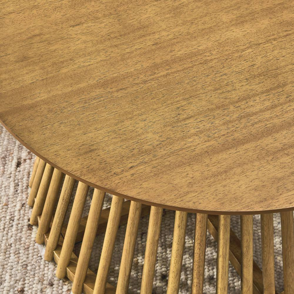 Brown plus Yellow Wood round Outdoor Side Table 1-Piece