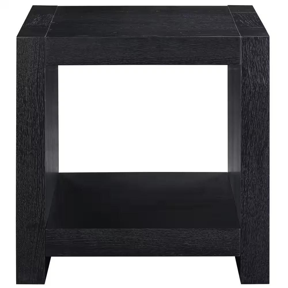 Aubrey 24 In. Black Wood Square End Table
