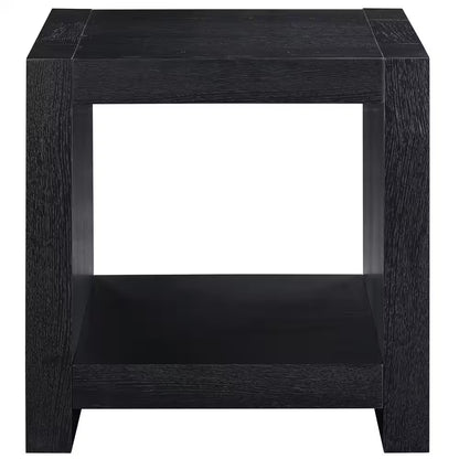 Aubrey 24 In. Black Wood Square End Table