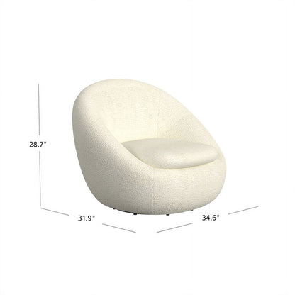 White Sherpa Swivel Barrel Chair - Round Oversized Comfy Armchair