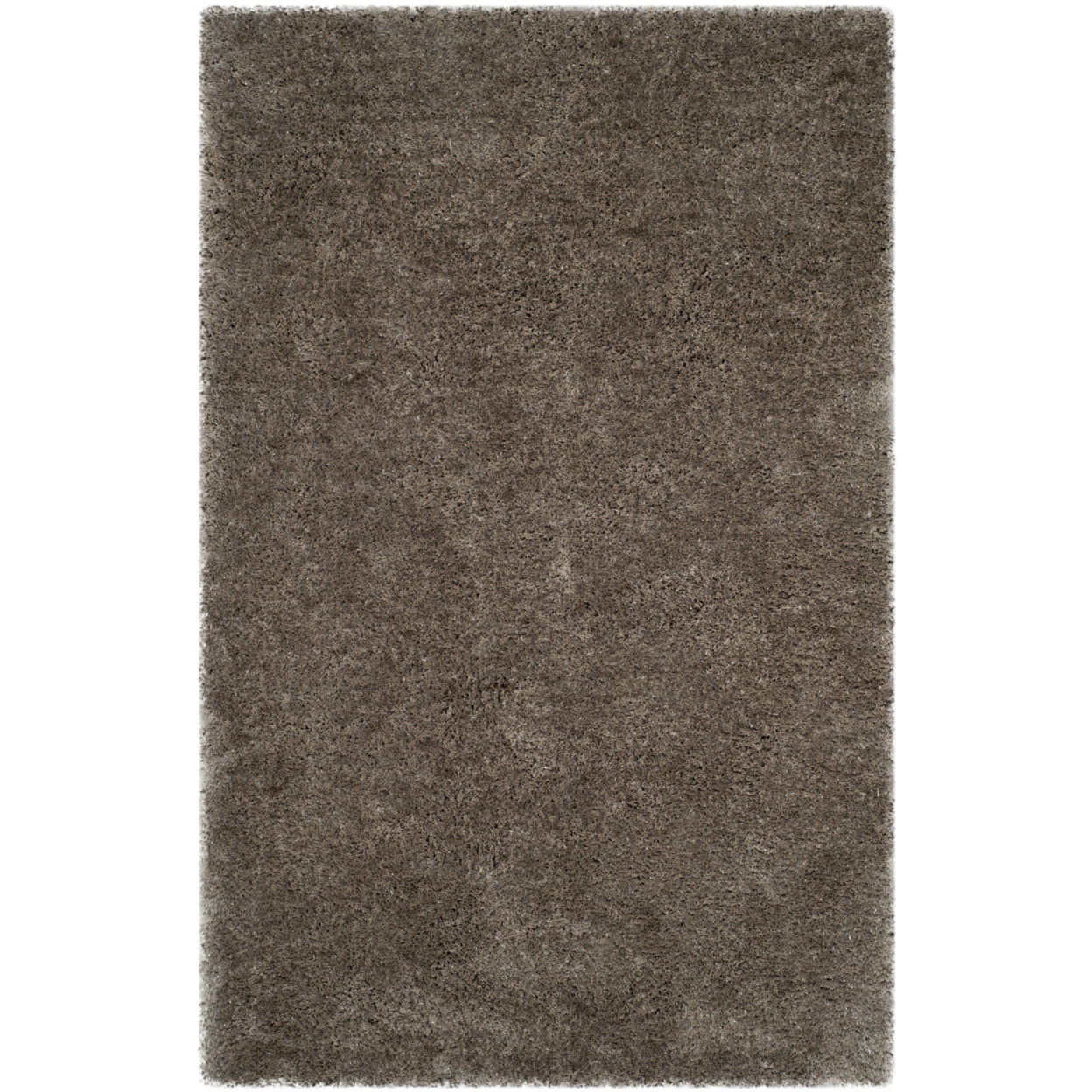 Solid South Beach Polyester Shag Area Rug, Silver, 5' X 8'