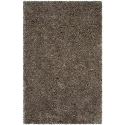 Solid South Beach Polyester Shag Area Rug, Silver, 5' X 8'