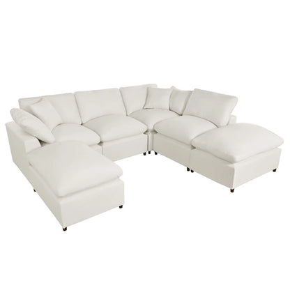 Hommeco Large U-Shape Modular Cloud Sectional Sofa with Reversible Chaise - Beige