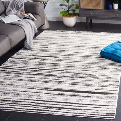 Melody Modern Area Rug, Ivory/Black, 8' X 10'