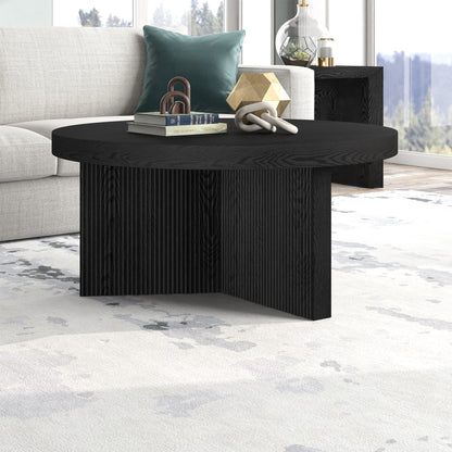32" Black Grain MDF/PVC Coffee Table