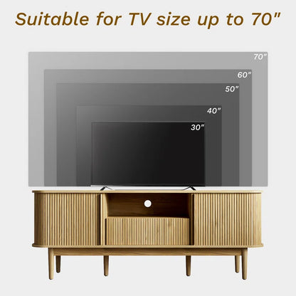 Tambour TV Stand for Tvs up to 70 Inch, TV Console with Sliding Doors