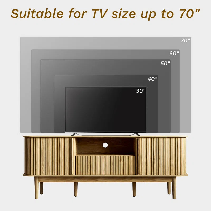 Tambour TV Stand for Tvs up to 70 Inch, TV Console with Sliding Doors