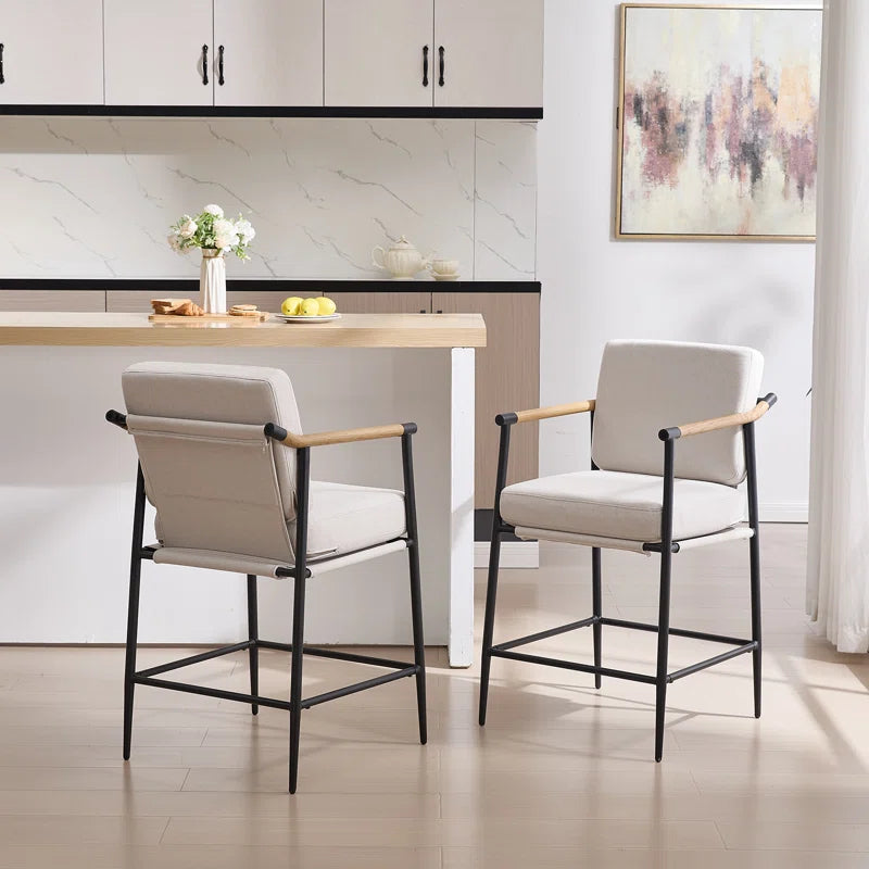 Industrial Modern 26" Counter Stool – Faux Wood & Removable Cushion