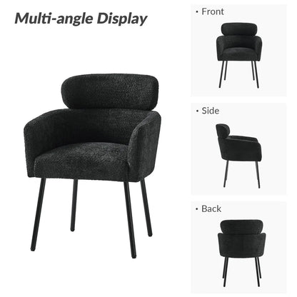 Turgeon Boucle Mid-Century Modern 19"H Dining Chair with Adjustment Feet