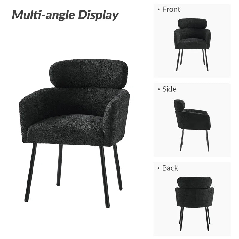 Turgeon Boucle Mid-Century Modern 19"H Dining Chair with Adjustment Feet