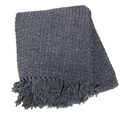 Chenille Hand Woven Throw Blanket