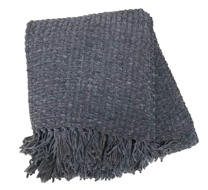 Chenille Hand Woven Throw Blanket