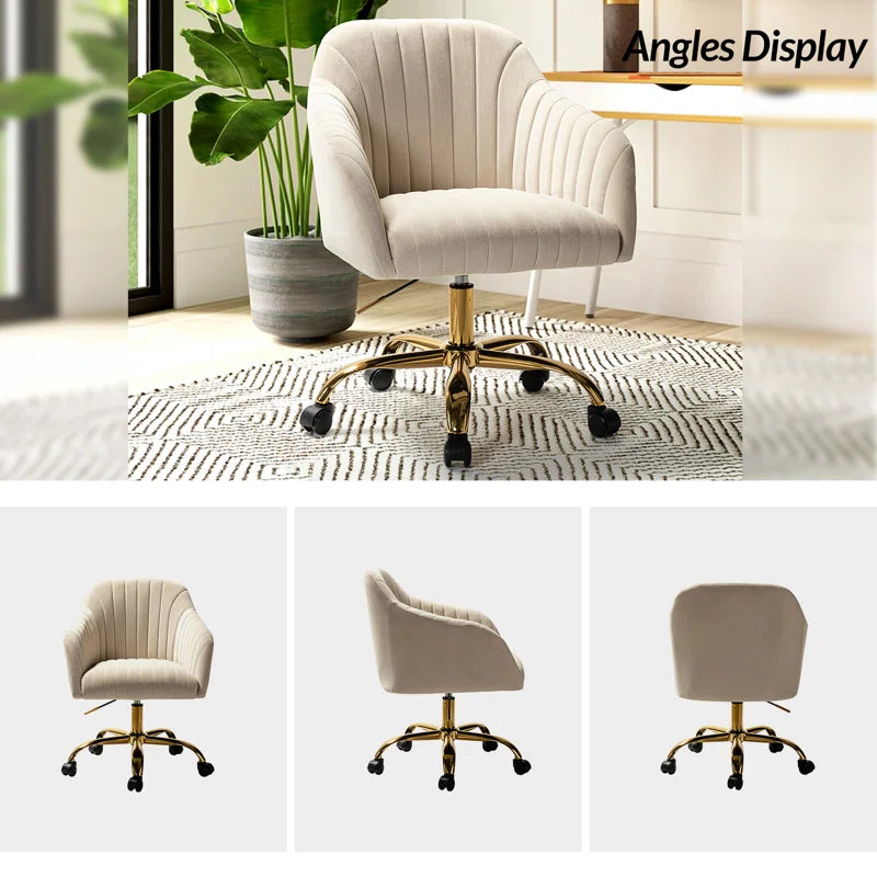 Adan Modern Velvet Task Chair with Wood Frame and Back