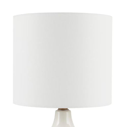 Saddlebrook 21.5 In. Cream Ceramic and Faux Wood Table Lamp with White Fabric Shade