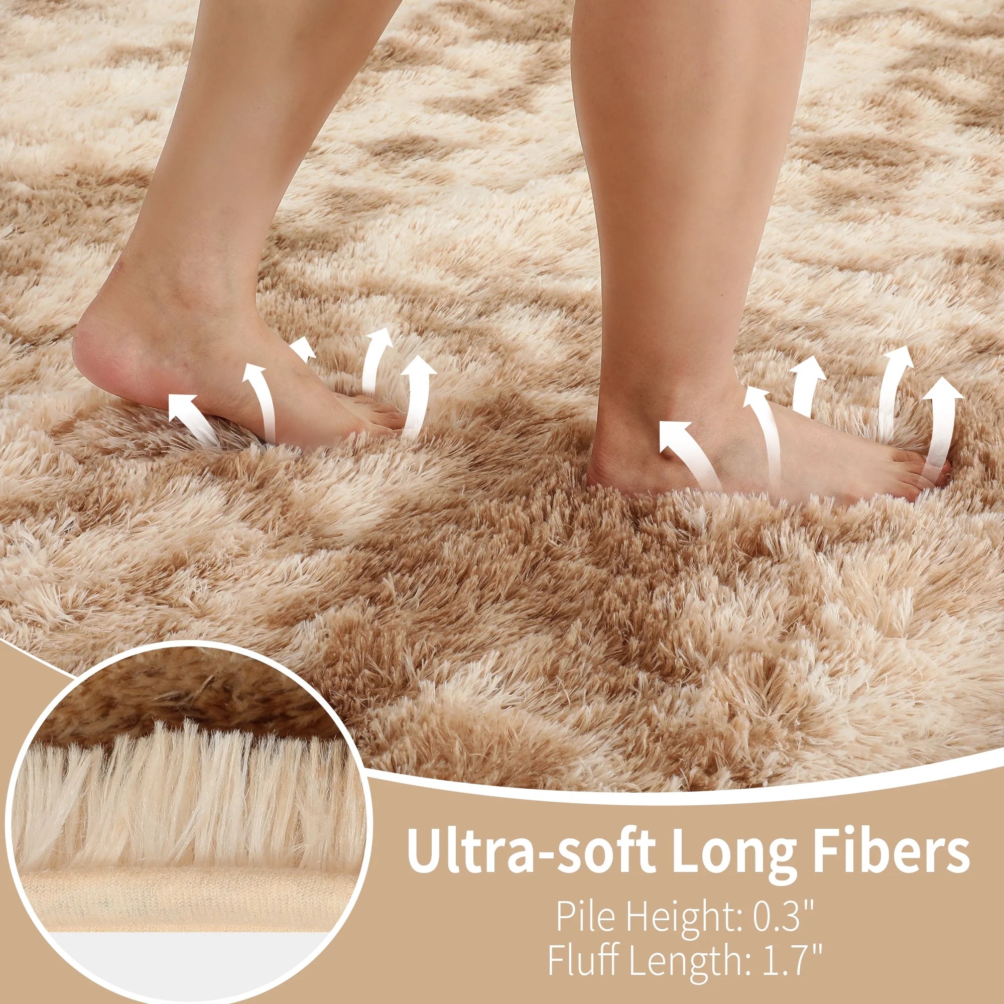 8Ft X 10Ft Area Rugs, Soft Fluffy Area Rugs Floor Mat Floor Rugs for Living Room Bedroom Modern Decor Carpet, Camel