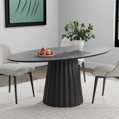 67" Oval Dining Table Pedestal Kitchen Table for 6