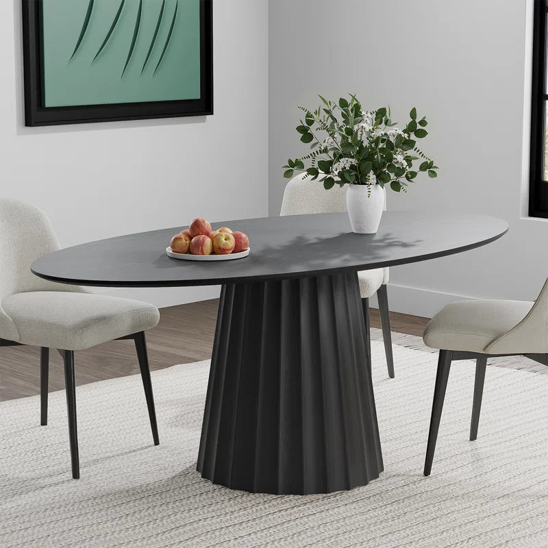 67" Oval Dining Table Pedestal Kitchen Table for 6