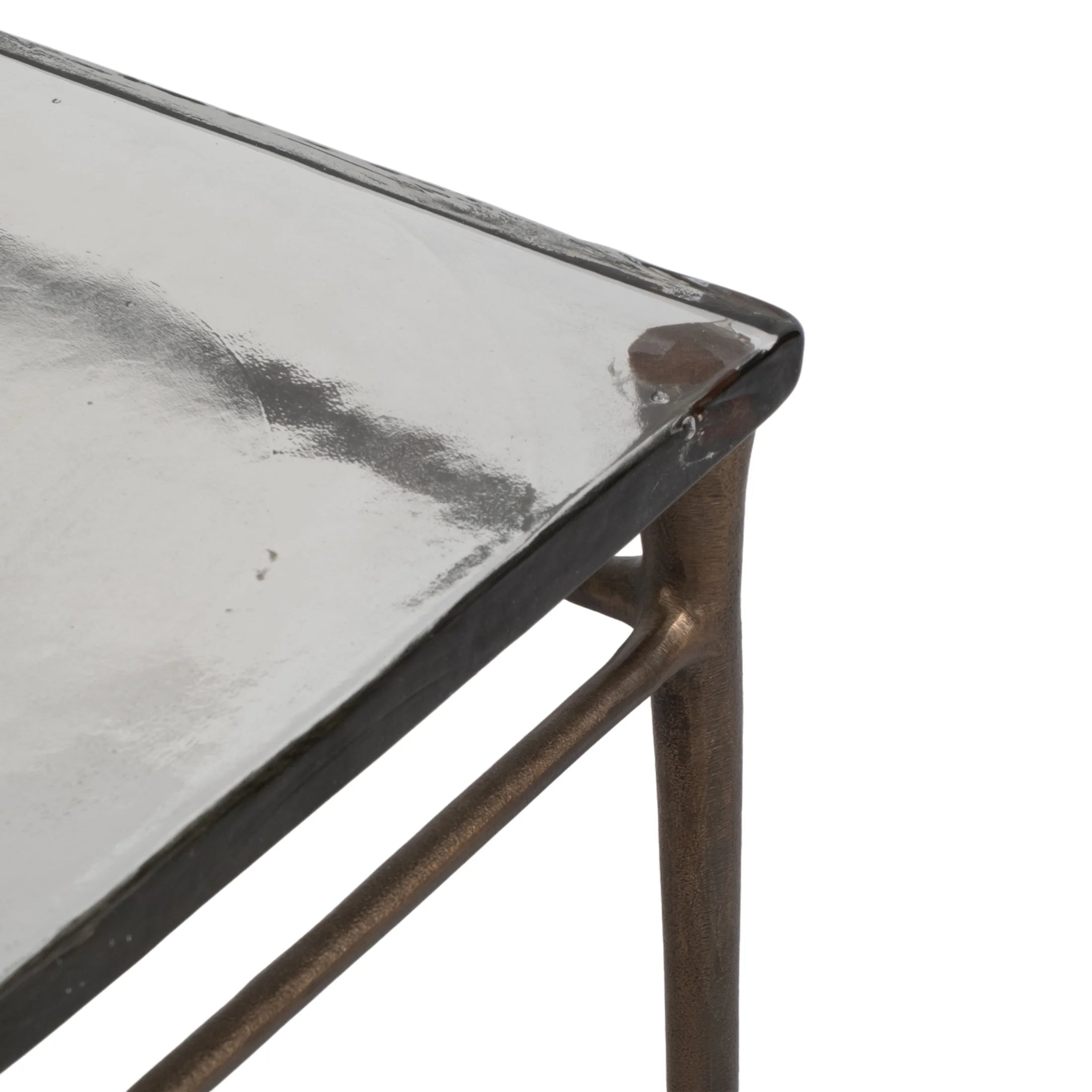 Elegant Aluminum and Glass 22" Square Accent Table - Timeless Antique Look for Your Stylish Home