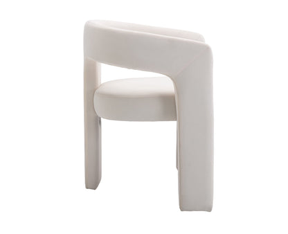 Modern Velvet Upholstered Side Armchair for Living Room, Ivory