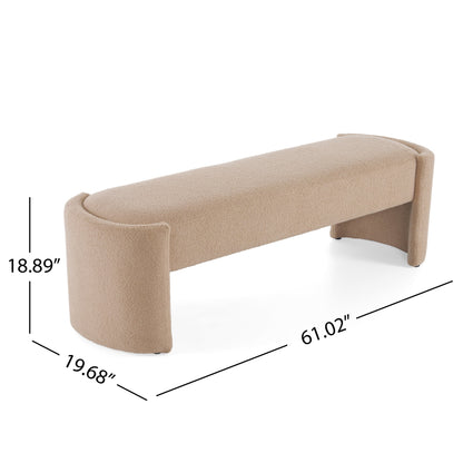 Generic Modern Long Ottoman with Wooden Frame and Polyester Upholstery, Light Camel