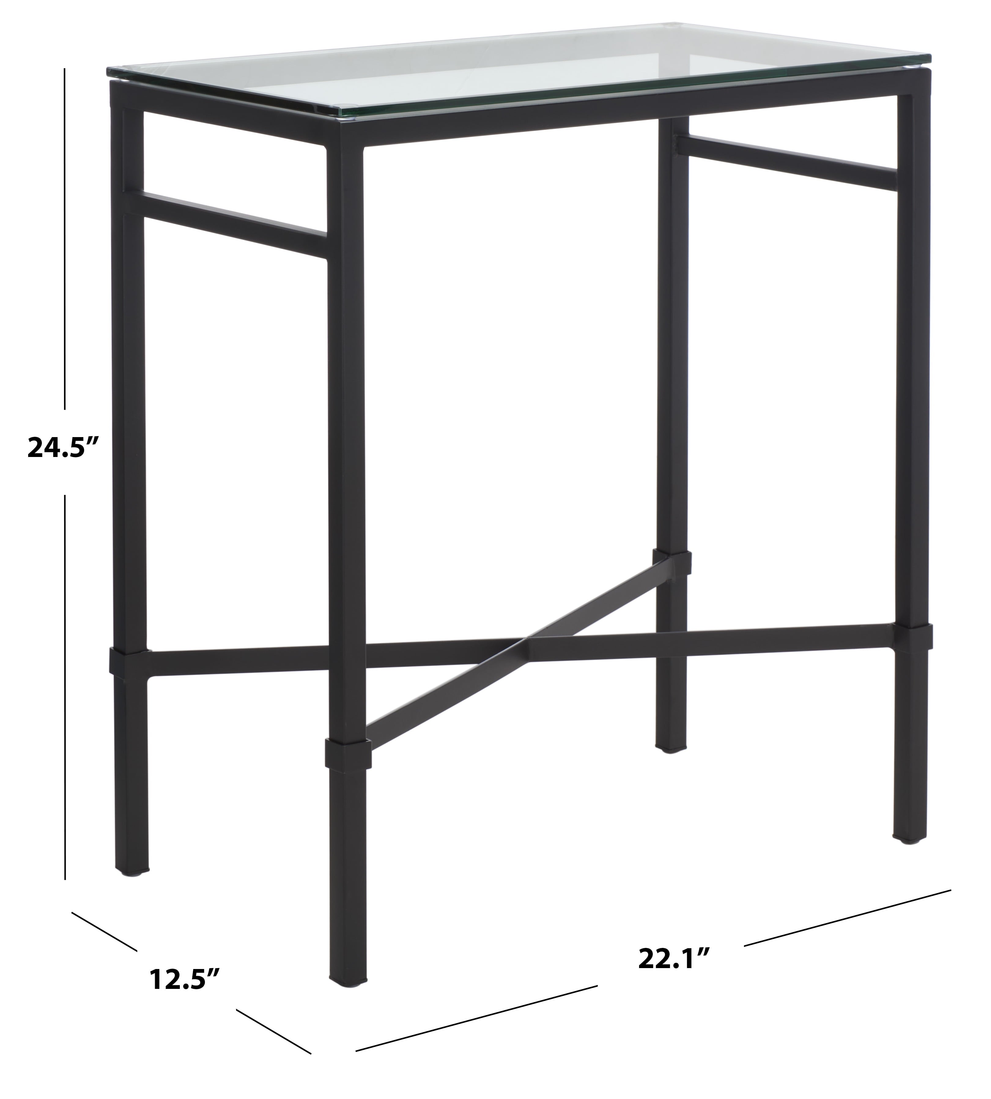 Glass Top Metal Side Table, Black