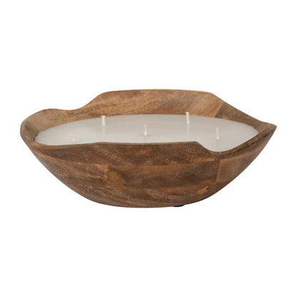 Jeimi Vanilla Wood Bowl Candle, Natural, Wood
