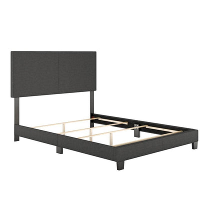 Milan Upholstered Linen Platform Bed, King, Black
