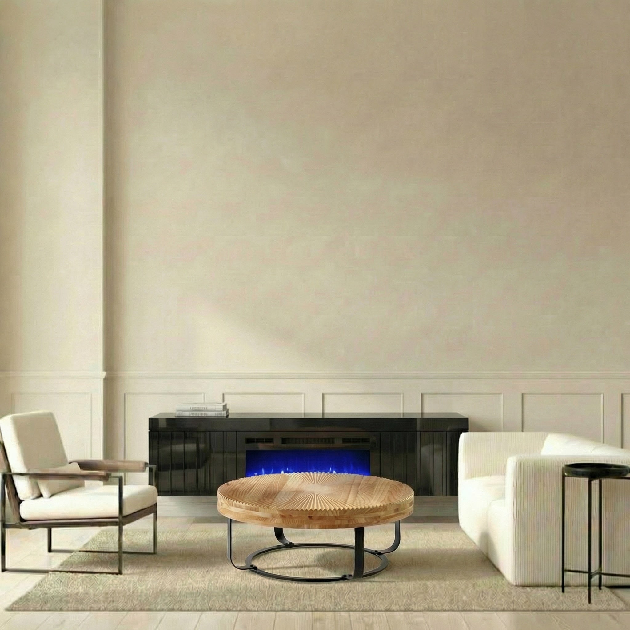 Hommeco 71" Floating Fireplace TV Stand – High Gloss Media Console
