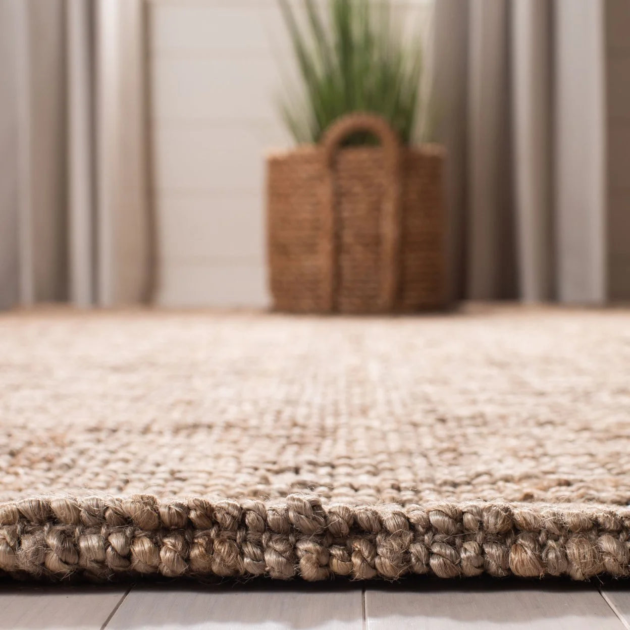 Natural Fiber Christabella Solid Jute Area Rug, Grey, 6' X 9'