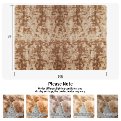 8Ft X 10Ft Area Rugs, Soft Fluffy Area Rugs Floor Mat Floor Rugs for Living Room Bedroom Modern Decor Carpet, Camel