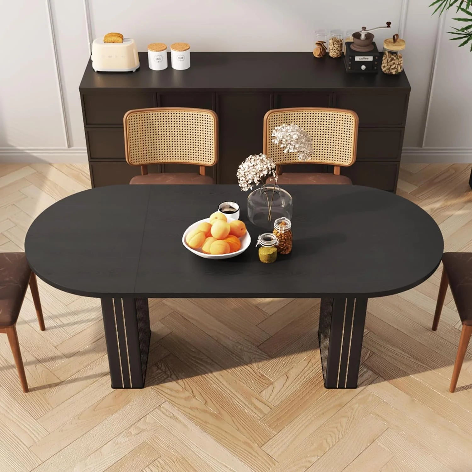 Rustic Black 71" Oval Dining Table | Meeting & Reception Table