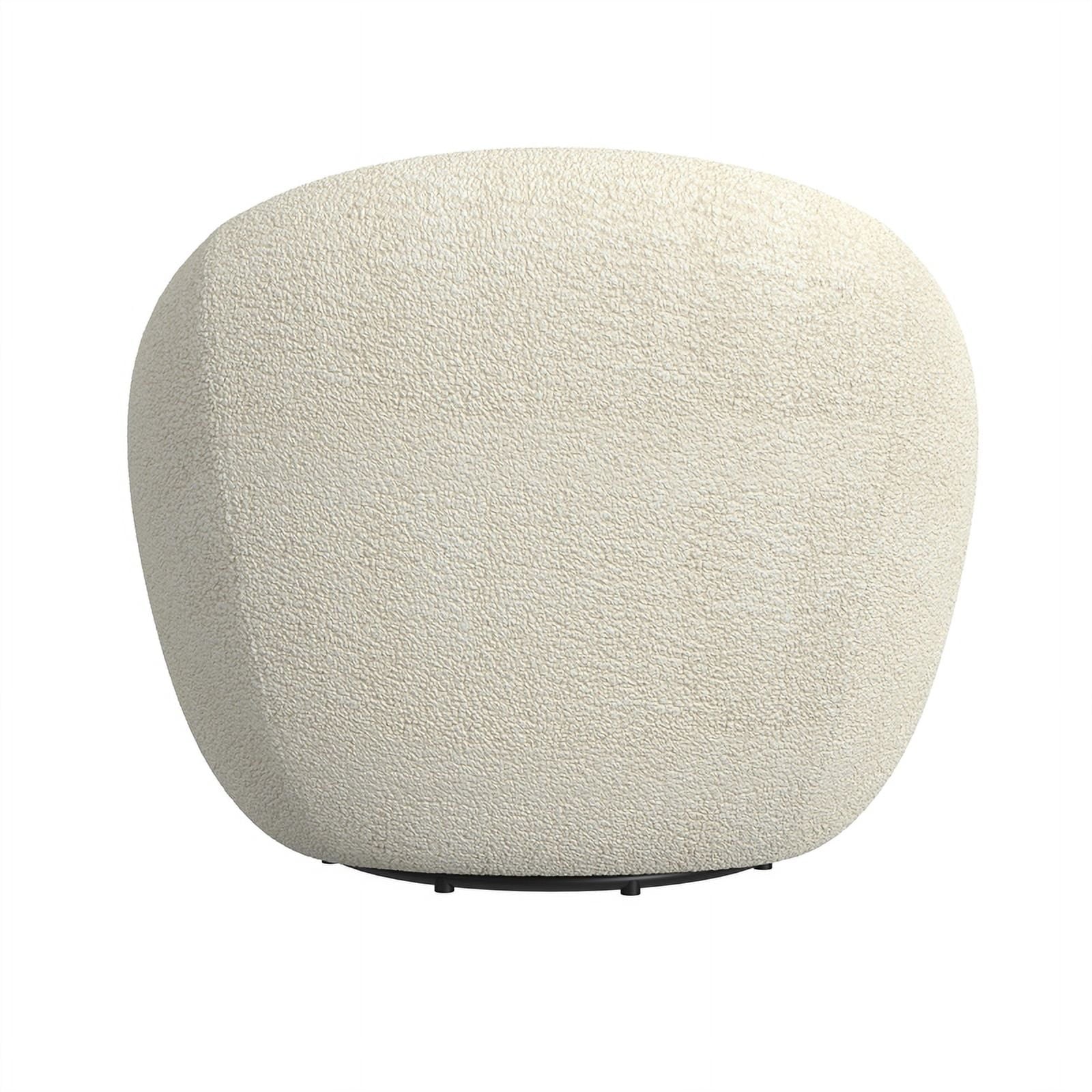 White Sherpa Swivel Barrel Chair - Round Oversized Comfy Armchair
